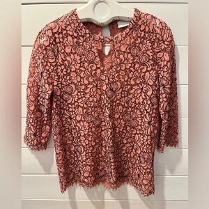 🩷 KAFFE – Pink Lace Top – Size 40 (M)
